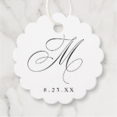 Elegante kalligrafie monogram initiaal M bruiloft Bedankjes Labels (Voorkant)