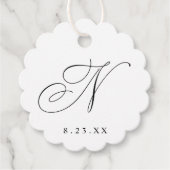 Elegante kalligrafie monogram initiaal N bruiloft Bedankjes Labels (Voorkant)