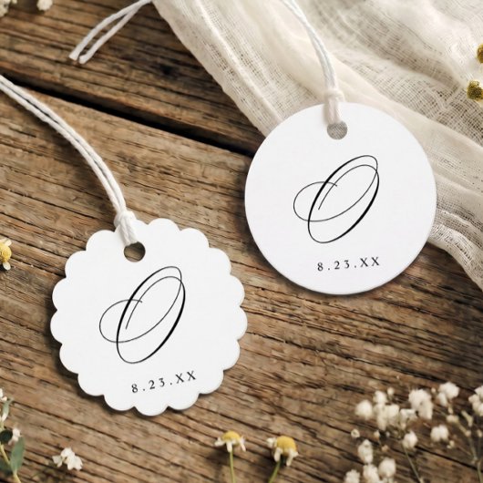 Elegante kalligrafie monogram initiaal O bruiloft Bedankjes Labels