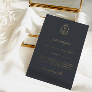 Elegante kalligrafie monogram klassieke moderne tr folie uitnodiging