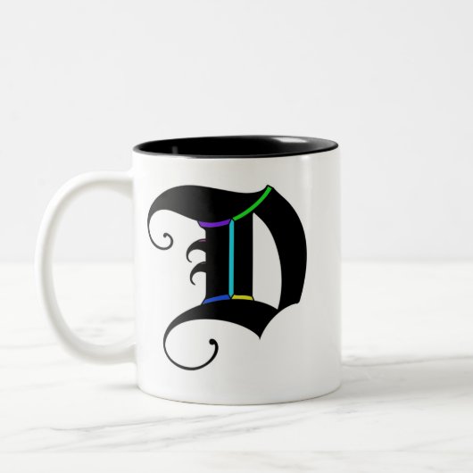 Elegante kalligrafie Monogram Letter D Mok (Links)