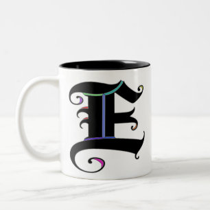 Elegante kalligrafie Monogram Letter E Mok