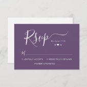 Elegante Kalligrafie Monogram Paarse Bruiloft RSVP (Voorkant / Achterkant)