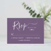 Elegante kalligrafie monogram paarse trouw-RSVP RSVP Kaartje (Staand voorkant)