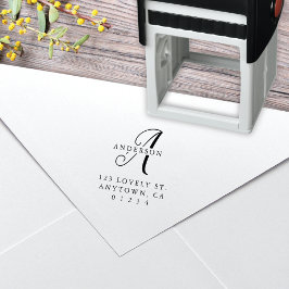 Elegante kalligrafie Monogram retouradres Zelfinktende Stempel