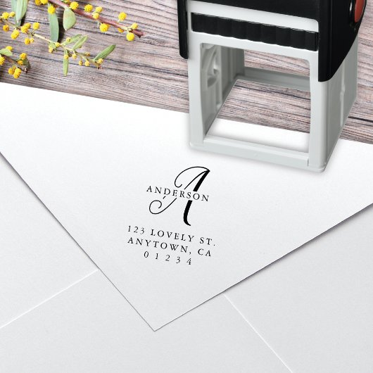 Elegante kalligrafie Monogram retouradres Zelfinktende Stempel