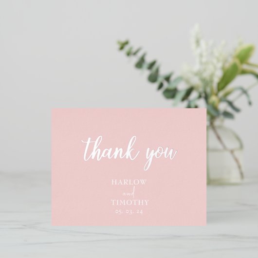 Elegante kalligrafie Monogram Roze Bruiloft Folie Uitnodiging Briefkaart (Staand Voorkant)