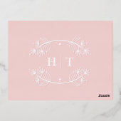 Elegante kalligrafie Monogram Roze Bruiloft Folie Uitnodiging Briefkaart (Achterkant)