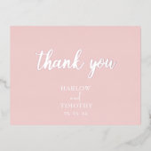 Elegante kalligrafie Monogram Roze Bruiloft Folie Uitnodiging Briefkaart (Voorkant)