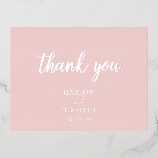 Elegante kalligrafie Monogram Roze Bruiloft Folie Uitnodiging Briefkaart (Voorkant)