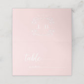 Elegante kalligrafie Monogram Roze Bruiloft Plaatskaartje (Buitenkant ongevouwen)