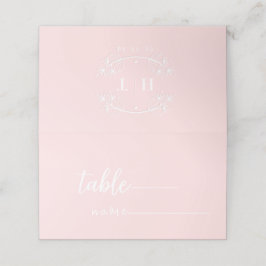 Elegante kalligrafie Monogram Roze Bruiloft Plaatskaartje