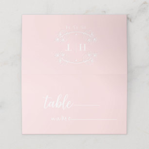 Elegante kalligrafie Monogram Roze Bruiloft Plaatskaartje
