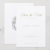 Elegante kalligrafie Monogram Sage Bruiloft Save The Date (Voorkant / Achterkant)