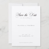 Elegante kalligrafie monogram zwart wit bruiloft save the date (Voorkant)