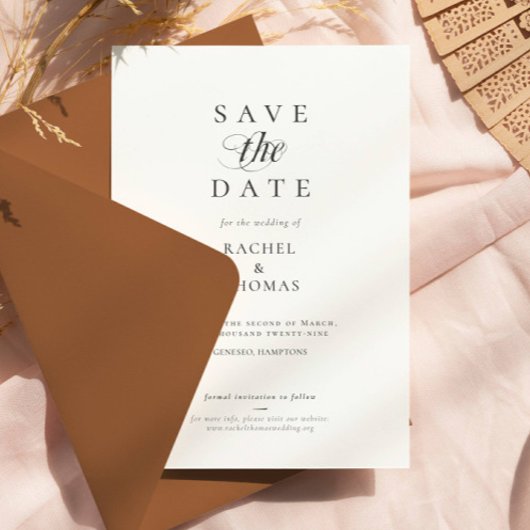 Elegante kalligrafie monogram zwart wit bruiloft save the date