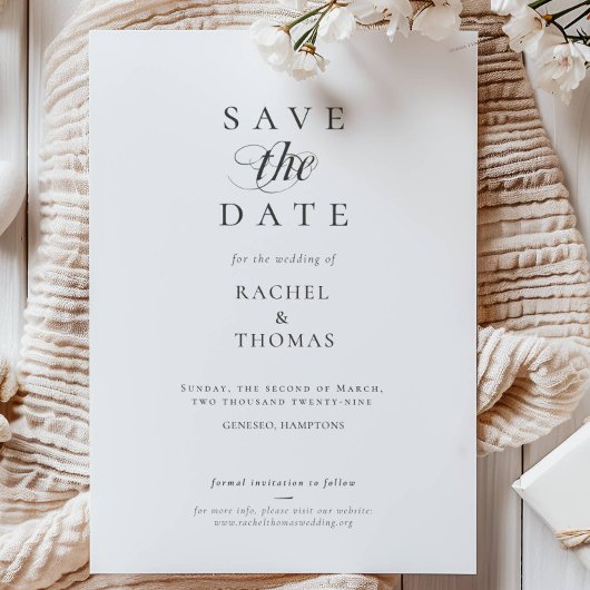 Elegante kalligrafie monogram zwart wit bruiloft save the date