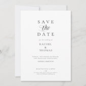 Elegante kalligrafie monogram zwart wit bruiloft save the date (Voorkant)