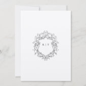 Elegante kalligrafie monogram zwart wit bruiloft save the date (Achterkant)