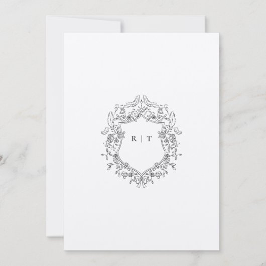 Elegante kalligrafie monogram zwart wit bruiloft save the date (Achterkant)