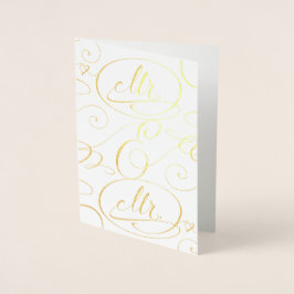 Elegante kalligrafie Mr en Mr Gay Mannen Wedding Folie Kaarten
