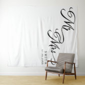 Elegante kalligrafie Mr & Mrs bruiloft achtergrond Wandkleed (In Situ (horizontaal))