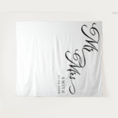 Elegante kalligrafie Mr & Mrs bruiloft achtergrond Wandkleed (Voorkant (horizontaal))