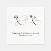 Elegante kalligrafie Mr & Mrs bruiloft servetten (Voorkant)
