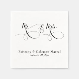 Elegante kalligrafie Mr & Mrs bruiloft servetten