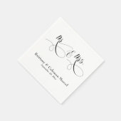 Elegante kalligrafie Mr & Mrs bruiloft servetten (Hoek)