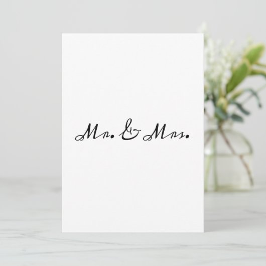 Elegante kalligrafie Mr & Mrs bruiloft uitnodiging (Staand voorkant)