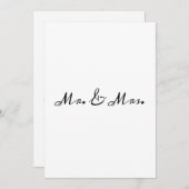 Elegante kalligrafie Mr & Mrs bruiloft uitnodiging (Voorkant / Achterkant)