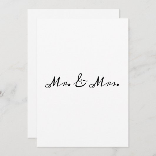 Elegante kalligrafie Mr & Mrs bruiloft uitnodiging (Voorkant / Achterkant)