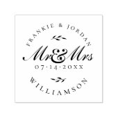 Elegante kalligrafie Mr & Mrs Wedding Save The Dat Zelfinktende Stempel (Design)