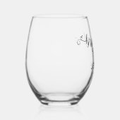 Elegante kalligrafie naam datum bruidsmeisje cadea wijnglas zonder voet (Rechts)