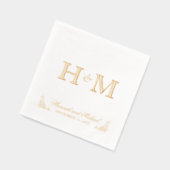 Elegante kalligrafie naam en monogram bruiloft folie servetten (Links)