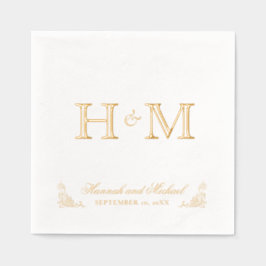 Elegante kalligrafie naam en monogram bruiloft folie servetten
