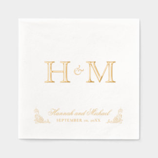 Elegante kalligrafie naam en monogram bruiloft folie servetten