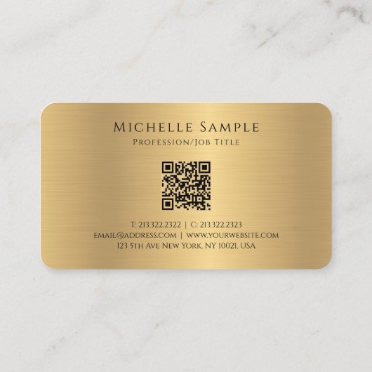 Elegante kalligrafie Naam QR Code Gold Monogrammed Visitekaartje (Achterkant)
