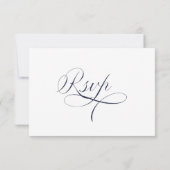 Elegante kalligrafie | Navy Blue Wedding RSVP Kaartje (Achterkant)