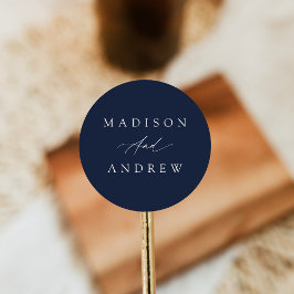 Elegante kalligrafie Navy Trouw Ronde Sticker