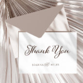 Elegante kalligrafie neutraal monogram trouwen bedankkaart