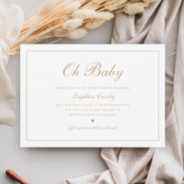 Elegante kalligrafie Neutraal OH Baby Baby shower Kaart