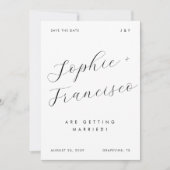 Elegante kalligrafie noemt minimalistische chique  save the date (Voorkant)