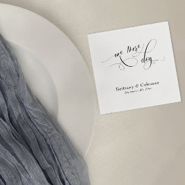 Elegante kalligrafie nog één dag feestelijke bruil servet