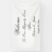 Elegante kalligrafie nog lang en gelukkig na bruil spandoek (Verticaal)