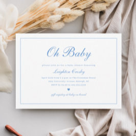 Elegante kalligrafie Oh Baby Boys Baby shower Kaart