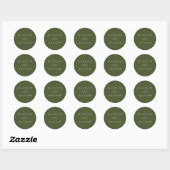 Elegante kalligrafie Olijfgroene bruiloft Ronde Sticker (Vel)