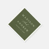 Elegante kalligrafie Olijfgroene bruiloft Servet (Hoek)