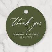 Elegante kalligrafie Olive Green bruiloft dank u Bedankjes Labels (Voorkant)
